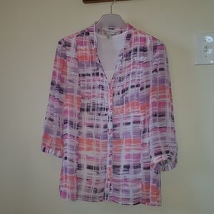 Christopher & Banks sheer 3/4 sleeve button-up